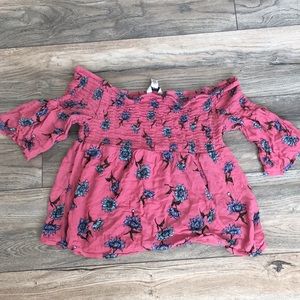 Off the shoulder flows shirt